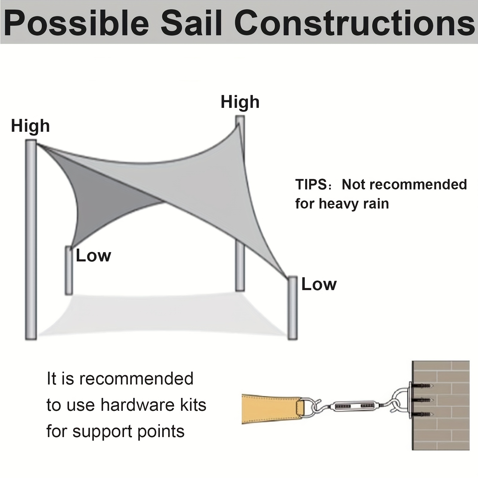 Sun Shade Sail, Garden Patio Canopy, Square-Rectangular Sky Curtain Awning - Suitable for Outdoor Courtyard, Lawn Backyard, Pool