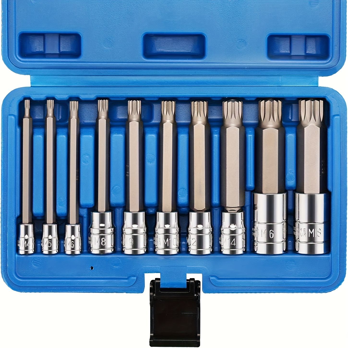 TEMU 10pcs Bit Socket Set, M Type, S2 Material, Extra Long 4-inch Length, Bit Set M4 - M18 Specifications, Universal Triangular Bit Socket Set