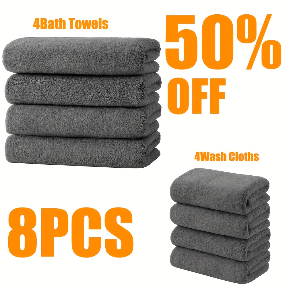 

8- Towel Set, 4 Bath Towels & 4 Towels, & 100% , Spun, 800 Gsm, -dry Towels For Bathroom, Gym, Spa & , For Christmas, , Or Housewarming ()