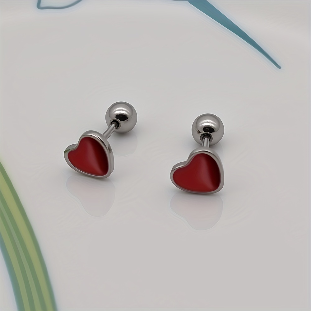 TEMU A Pair Of Popular Hypoallergenic, Non-fading Heart-shaped Stainless Steel Earrings, Featuring A Stylish And Minimalist K2y Design, Perfect For