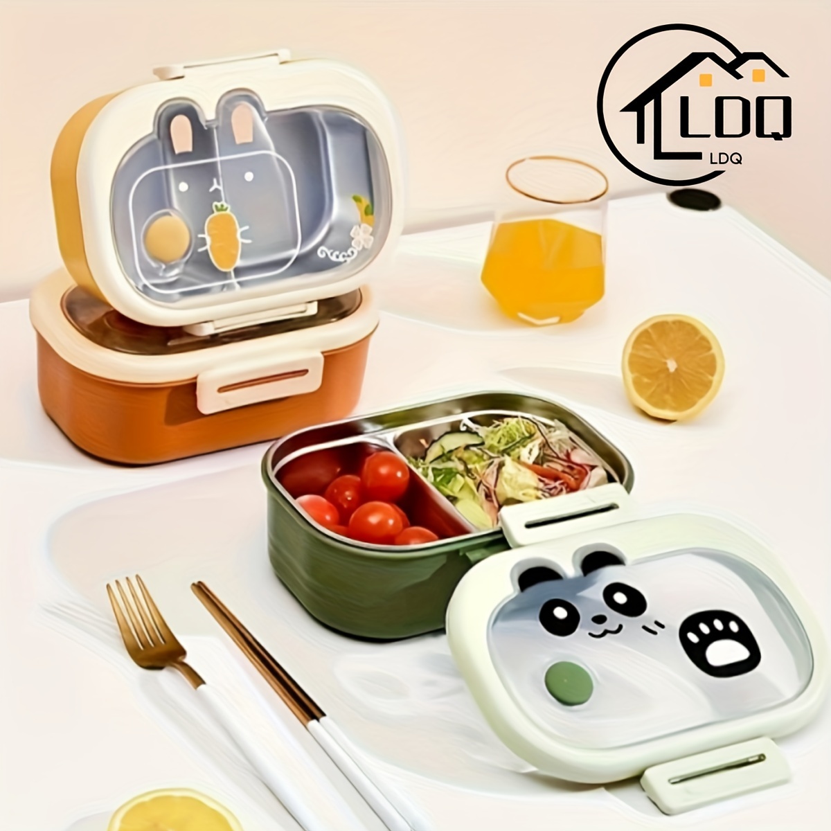 TEMU Ldq Stainless Steel Leak-proof Lunch Box - Airtight, Portable & Durable Bento Box For School, College & Work - Stylish Kitchen Organizer Accessory