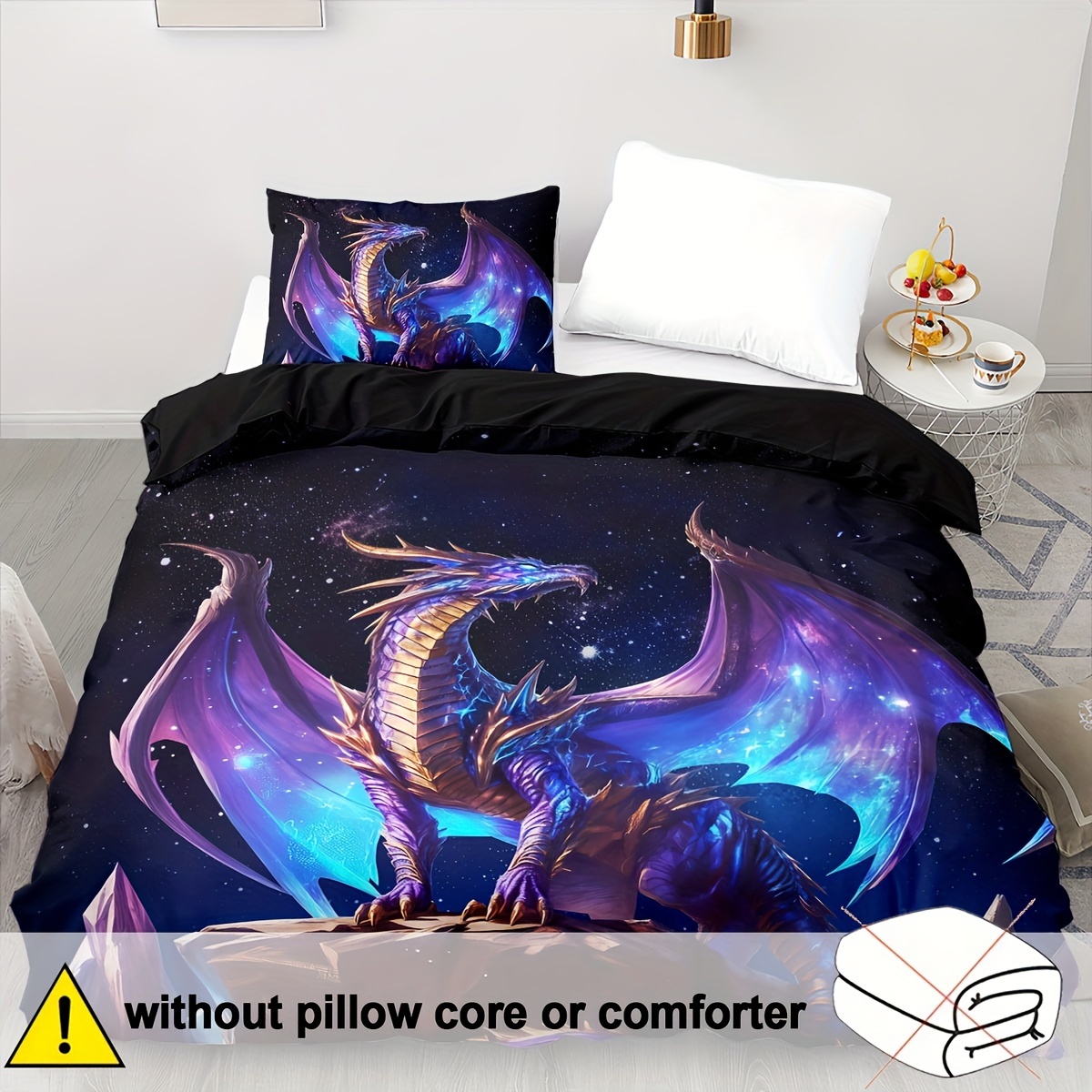 TEMU A Set Of 2/3 Soft And Comfortable Duvet Covers, Featuring A Purple-blue Dragon Bedding, A Mysterious Nebula Duvet Cover, An Ancient Wild Animal