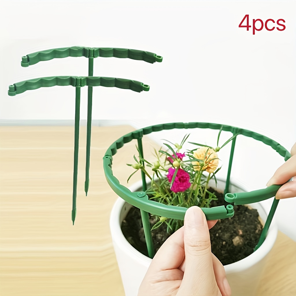 4pcs Greenhouse Plant Support Stakes, 24.99cm Semicircle Plastic Vine Climbing Brackets for Indoor Flowers & Garden Care, Arrangement, Pile Frame, Fixed Rod