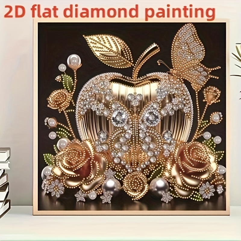 TEMU Gorgeous -shaped 5d Diamond Painting Set With And Flower - Crystal Inlay Art, Unique Handmade Gift, Valentine's Day And Easter, Framed Canvas