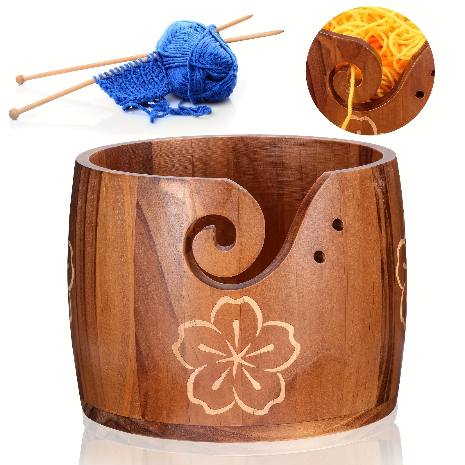 All-In-One Wooden Yarn Bowl-Multipurpose Knitting Tool Crochet Craft  Knitting Holder Crocheting Knitting And Crochet Yarn Holder - AliExpress