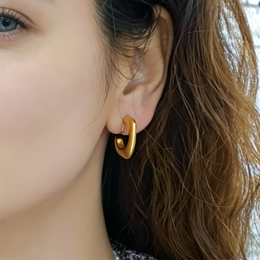 Women's Stainless Steel 18K Golden Plated Clip-On Earrings