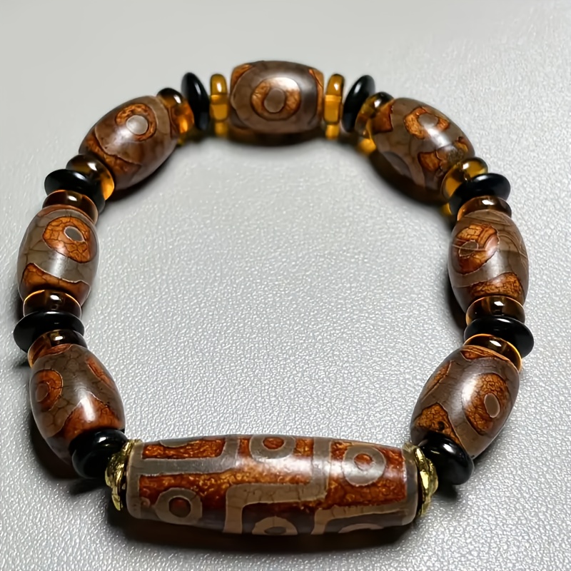 Retro Nine-Eyed Agate Bead Bracelet, Unisex Ethnic Style
