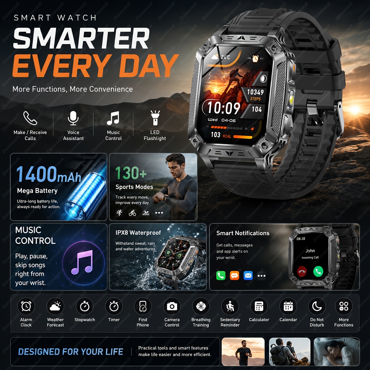2026 New Men's Smart Watch with 1400mAh Large-capacity Battery