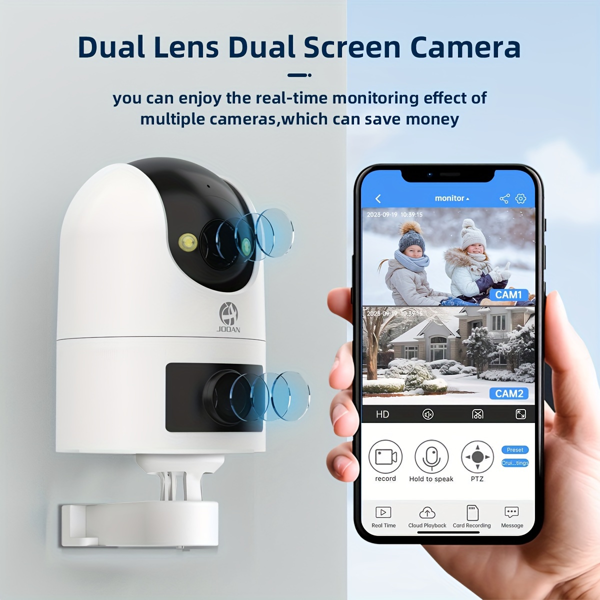 1pc 4k dual lens wireless ip camera ptz outdoor   with 5g wifi dual screen auto tracking night vision two way audio motion detection for   safety and monitor details 6