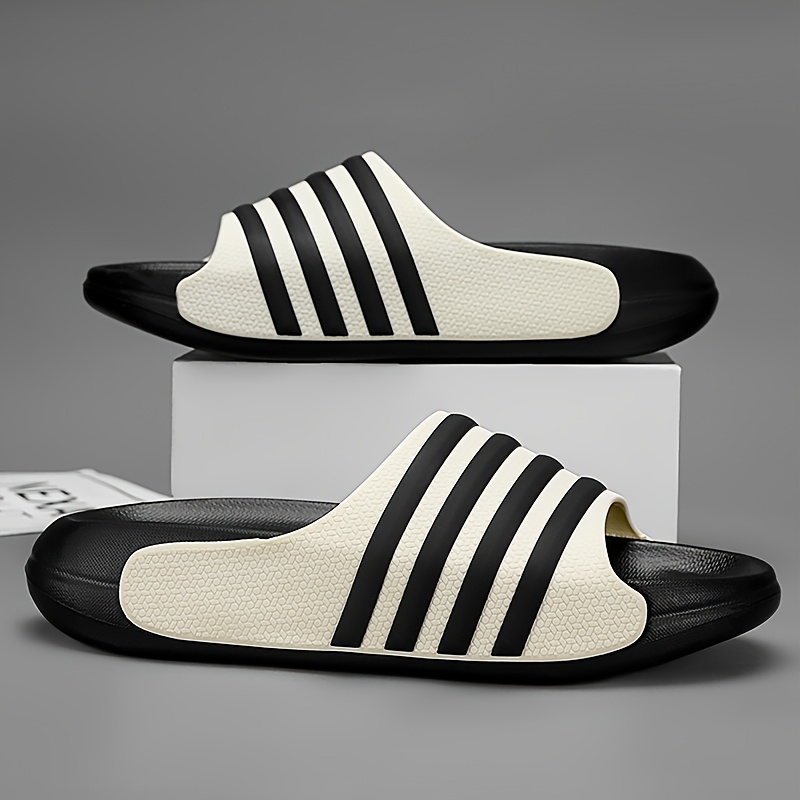 striped slides comfortable eva thick sole non slip durable for indoor outdoor use Product details 1