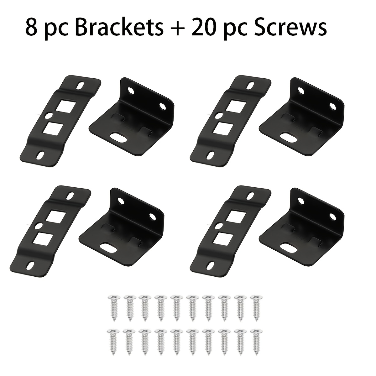 TEMU 28pcs Metal Fastener Kit (2-in-1 Design) (8 Brackets + 20 Screws) L-shaped 90-degree Bed Frame Corner Brackets & Bed Rail Connectors Heavy-duty,
