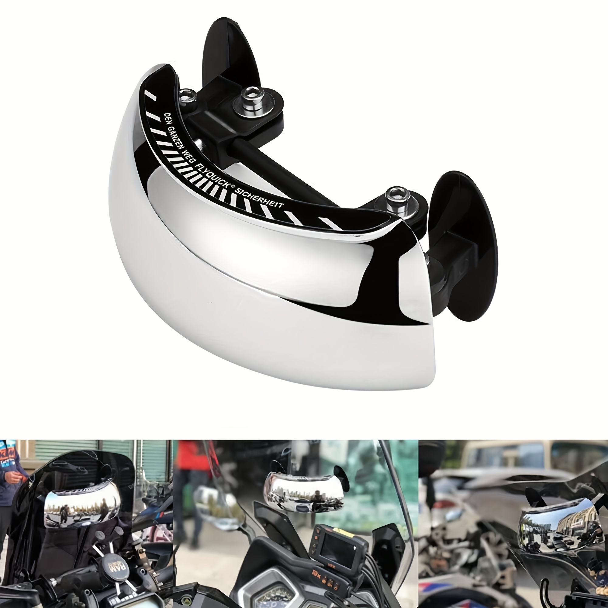 

180° Wide Angle Motorcycle Windshield Large View Angle Rearview Mirror Auxiliary Convex Reversing Mirror Reflector