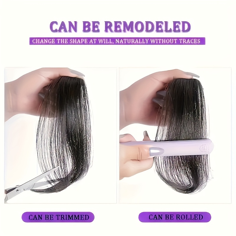 2pcs elegant clip in bangs for women middle side parted high temperature fiber straight   suitable for all hair types easy to   hair accessory side part hairpiece high temperature   details 2