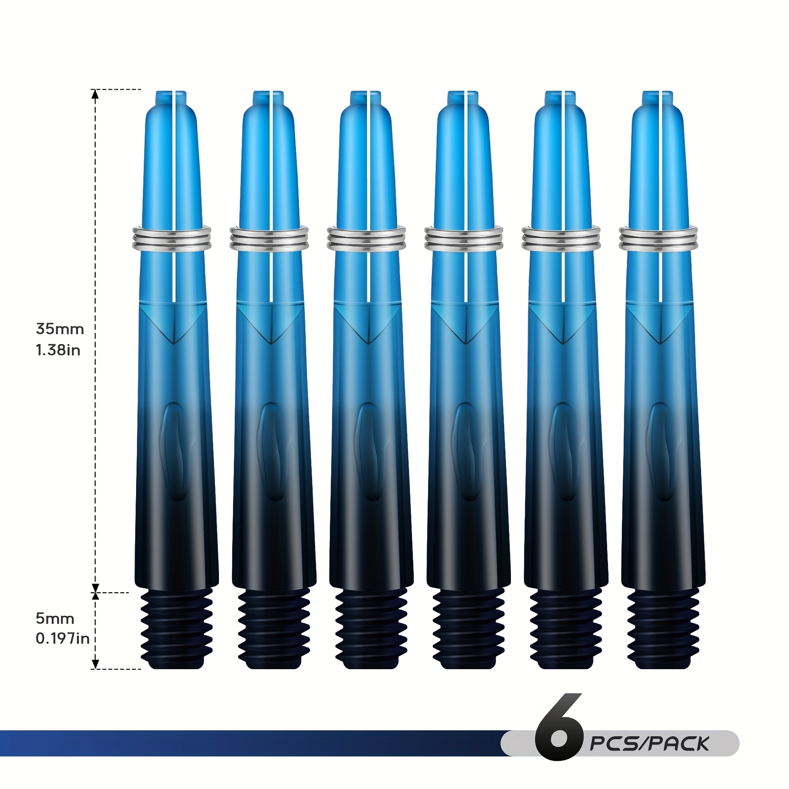 6-pack 40mm Transparent Dart Shafts Standard 2ba Thread Replacement Dart Additions