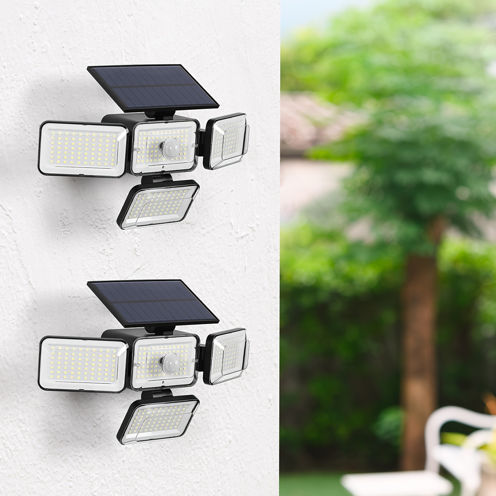 

Outdoor Lighting Portable Solar Lights, Flood Lights, 4 Heads Solar Lights In 2 Pieces For Courtyard, Foyer