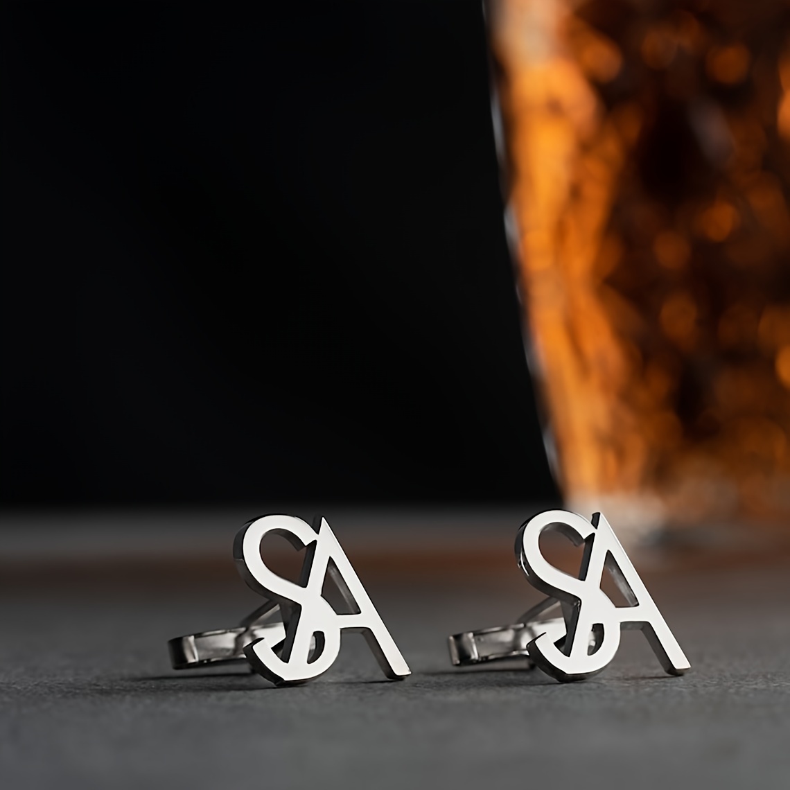 Customizable Elegant Stainless Steel Cufflinks with Initials
