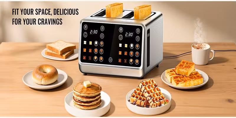 4 touchscreen toaster oven with dual screen control panel single slot baking timer and functions suitable for and stainless steel kitchen essential details 1