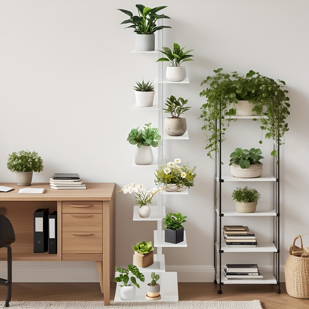 Spine Bookshelf | 9-layer Stylish Metal Bookshelf | Vertical Standing Book Tower | Study Bookshelf | Decorative Storage Rack for Decoration, Books, Storage, Bookcase, Small Plants