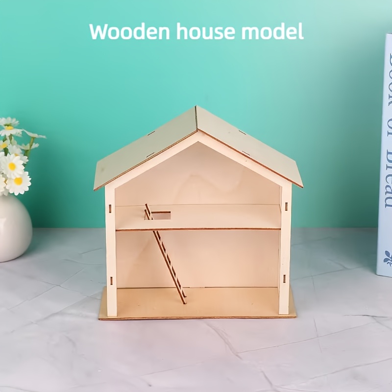 1pc miniature wooden house   house space building creation dollhouse miniature scene accessory