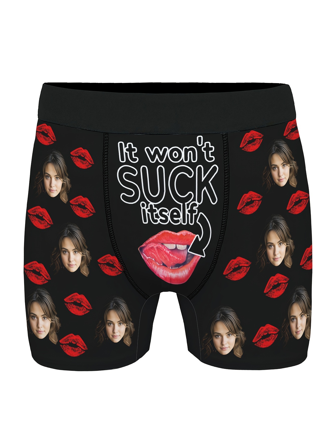 Men's Personalized Boxer Pants Red Lips Graphic Print - Temu Canada