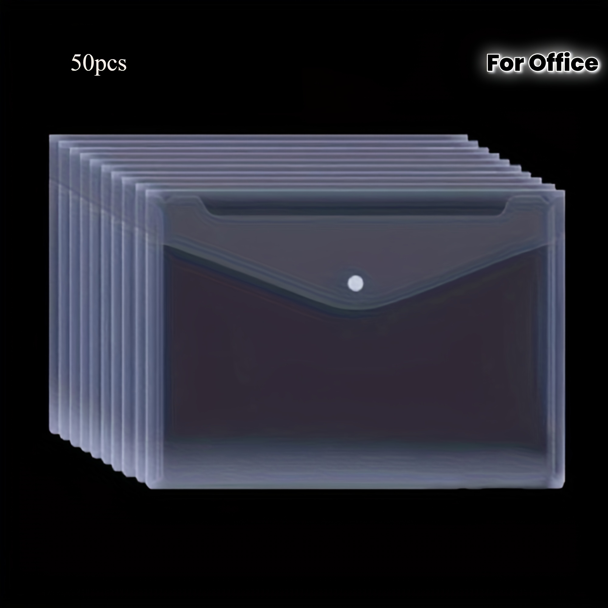 TEMU Lot de pochettes à document avec bouton-pression – Enveloppes en plastique transparent – Rangement polyvalent pour bureau, école et voyage