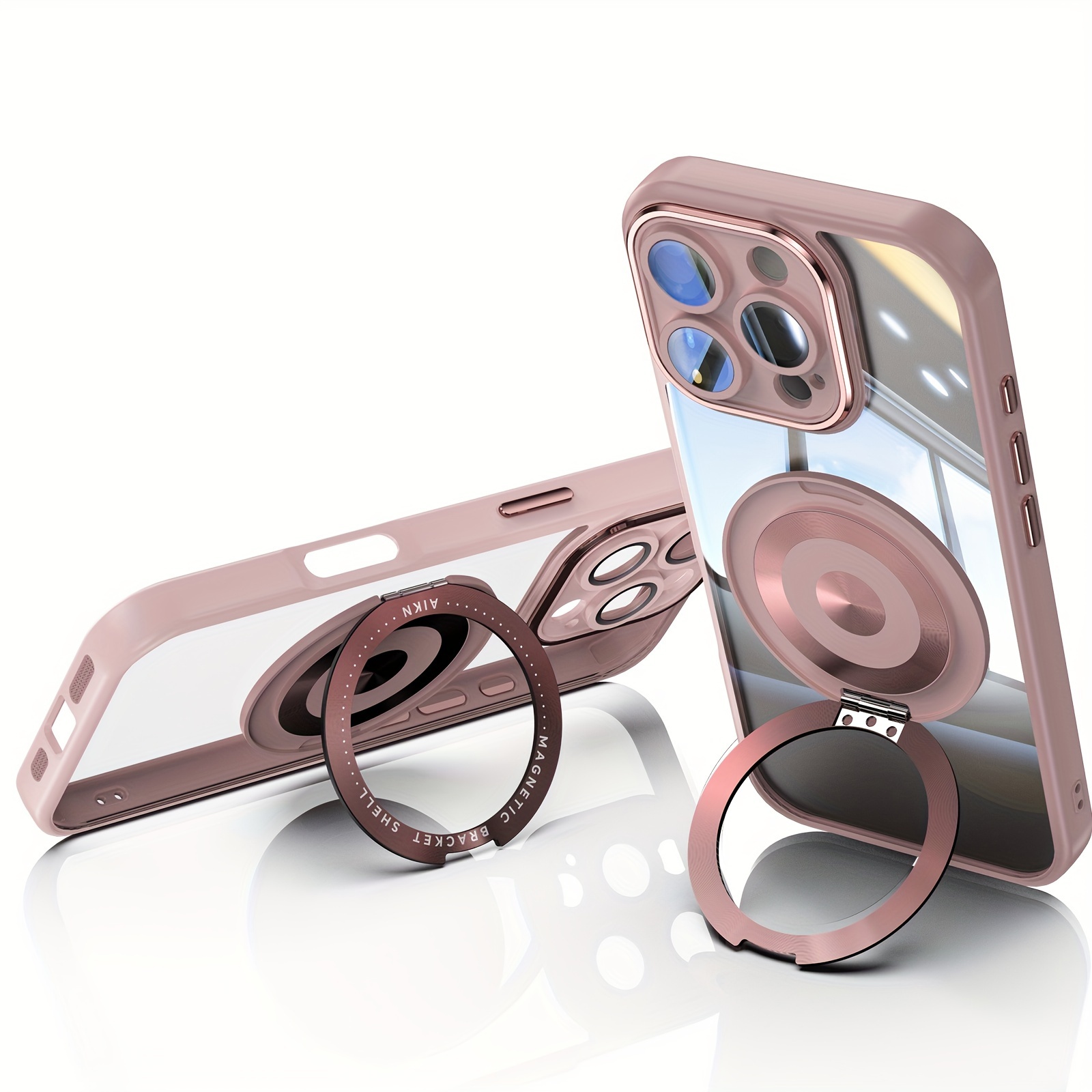 TEMU Phone Case - Western Style Rotatable Car Magnetic Ring Stand Phone Case Suitable For Iphone 16 Pro Max Individual Creative Iphone 16 Pro Phone