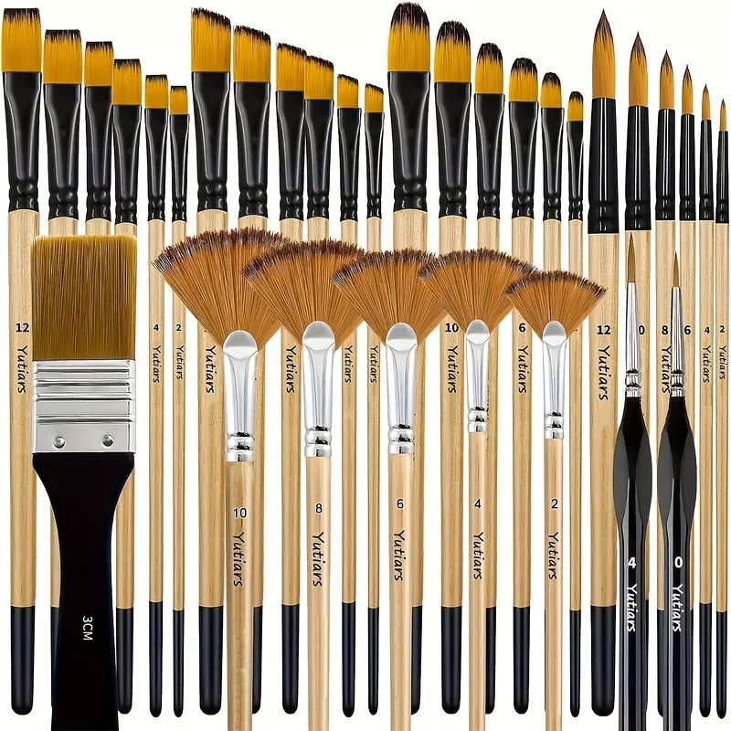 

32pcs Paint Brush Set, Nylon Hair Paint Brushes, Round, Square, Flat, Fan Paint Brushes For Acrylic, Oil, Watercolor, Ideal Choice For Artists And Beginners