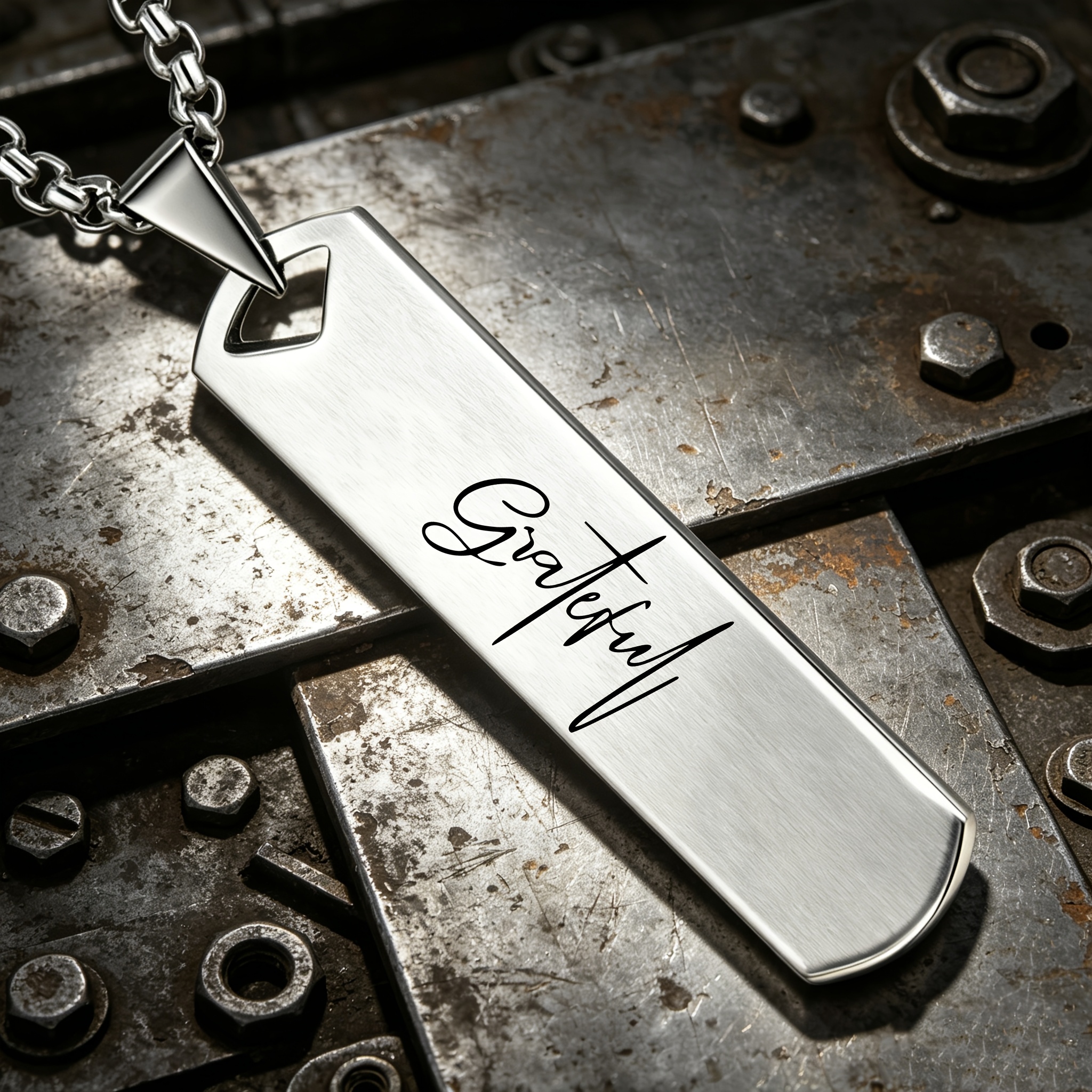 "Grateful" Artistic Font Design Pendant Necklace