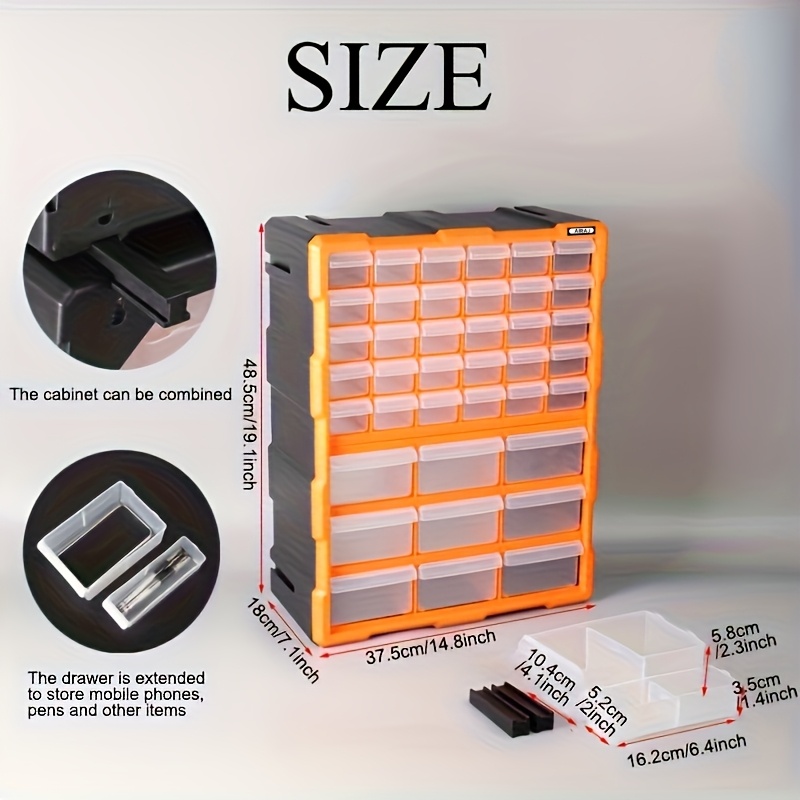 E-shop AIRAJ 39 Schubladen Kunststoff-Werkzeugkasten Autoreparatur Kleinteile Organizer - Desktop oder Wand Aufbewahrungsschubladen für die Sortierung