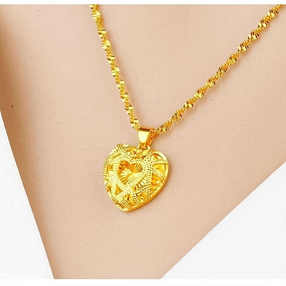 Hot Selling Hollow Water Drop Heart Necklace, Brass Gold-Plated Water Wave Chain