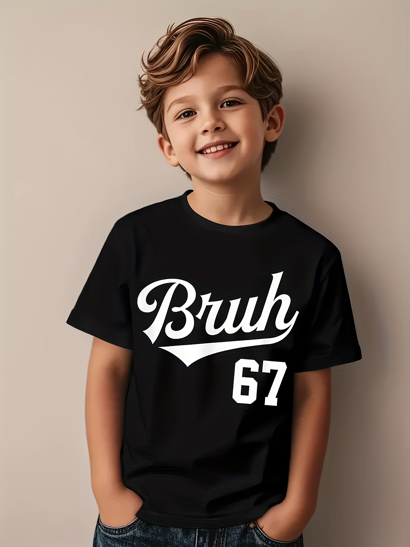 Camiseta de Meme \u0026*;* #67\u0026*; para Niños con Estampado de 67 y Eslogan -  Manga Corta y Cuello * Ropa Casual para Deportes y Estilo Divertido de, image size:800x1067