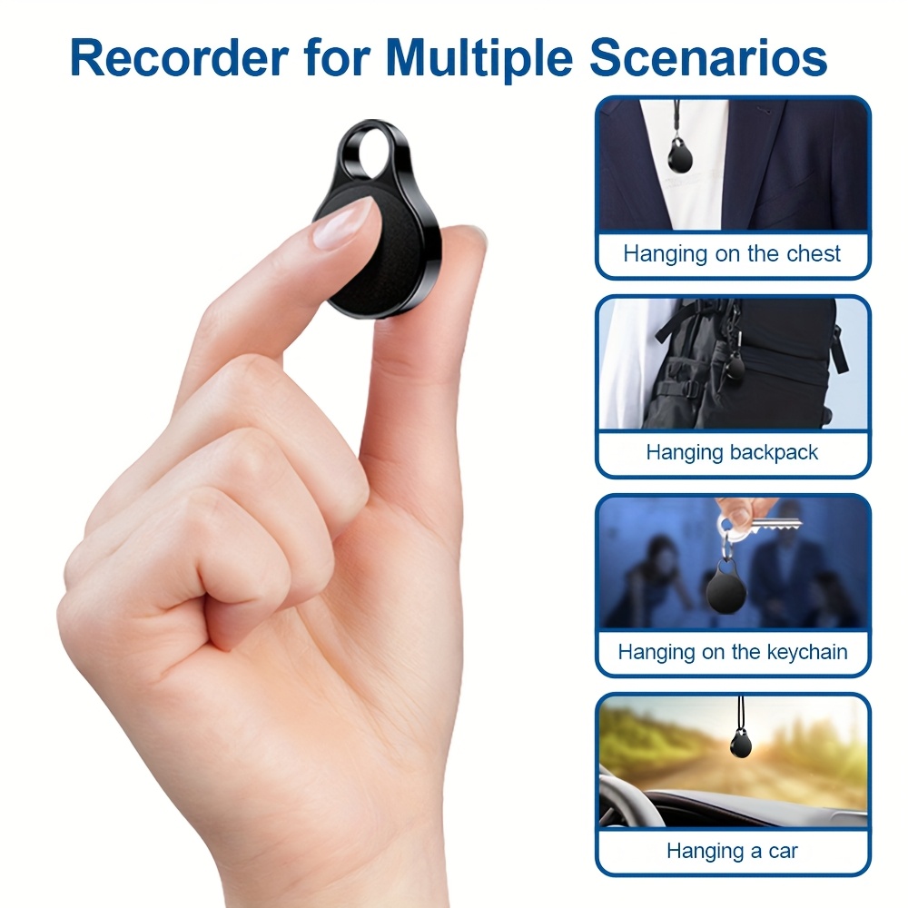 portable voice recorder mini keychain with metal   click recording noise reduction mp3   32gb 16gb 8gb 4gb time stamp ideal for presentations interviews meetings perfect gift   audio recorder sleek black keychain durable metal case