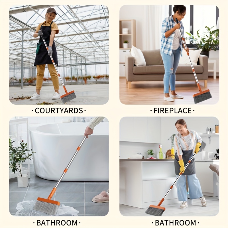 2 in 1 broom and dustpan set with long handle heavy duty stainless steel   for home     mall supermarket cleaning durable hard floor carpet cleaning supplies broom for home dorm room essentials   tool sturdy construction   janitorial staff       materials janitorial staff Product details 2