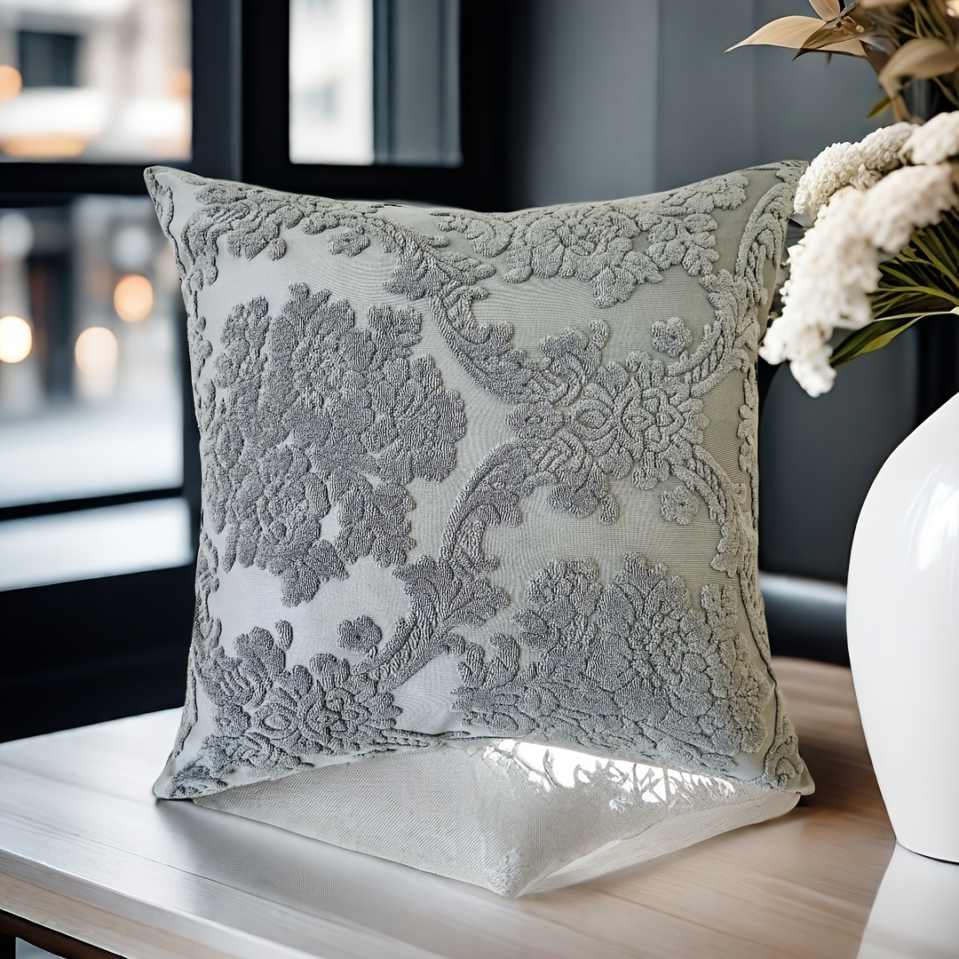 Image of 1pcs Contemporary Jacquard Throw Pillow Covers, 18x18 Inches - Hypoallergenic Polyester, Zip Closure, Machine Washable - Perfect For Living Room, Bedroom, Sofa & Car Decor