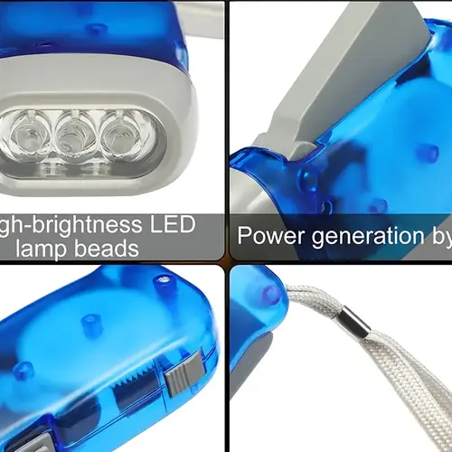 self powered handheld flashlight with 3 bright led lights for camping home and emergency survival