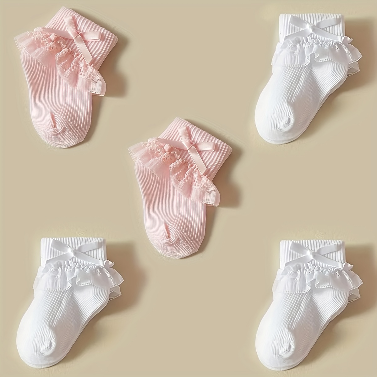 5 paar zachte en elastische babysokjes voor meisjes