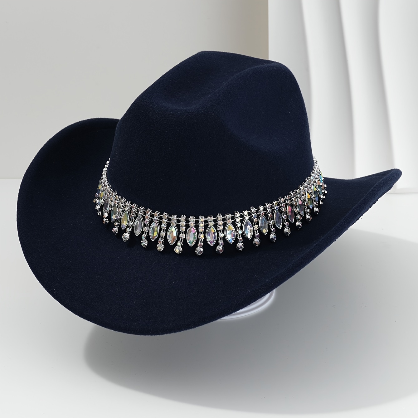 1pc womens elegant cowgirl hat sparkling embellishments wide 