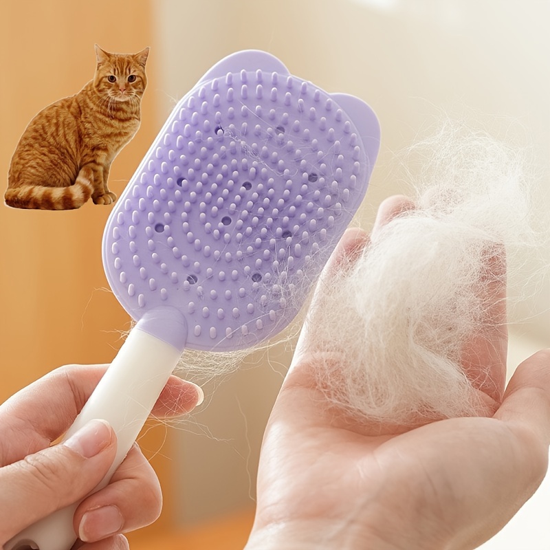 

1pc Whiskerwonders Cat Grooming Brush, Soft Rubber Teeth, Non-shedding Plastic Material, Gentle Pet Hair Remover For All , Ideal Christmas Gift