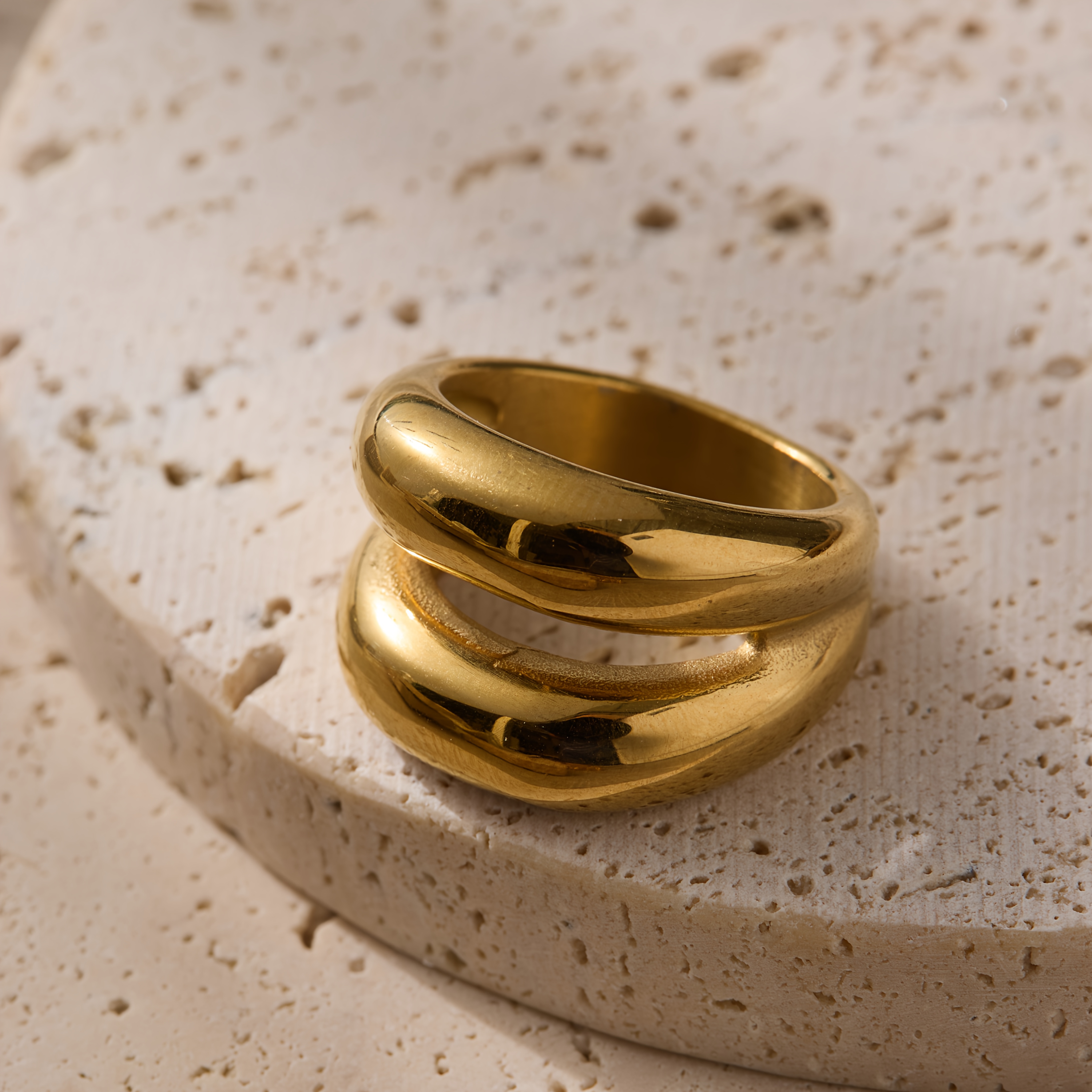 Back to School Vintage Style Stainless Steel Double Layer Ring, Unisex