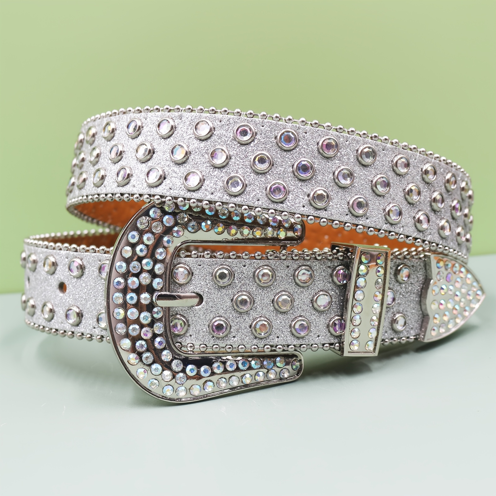slim fit dress slacks Gleaming Rhinestone Belt