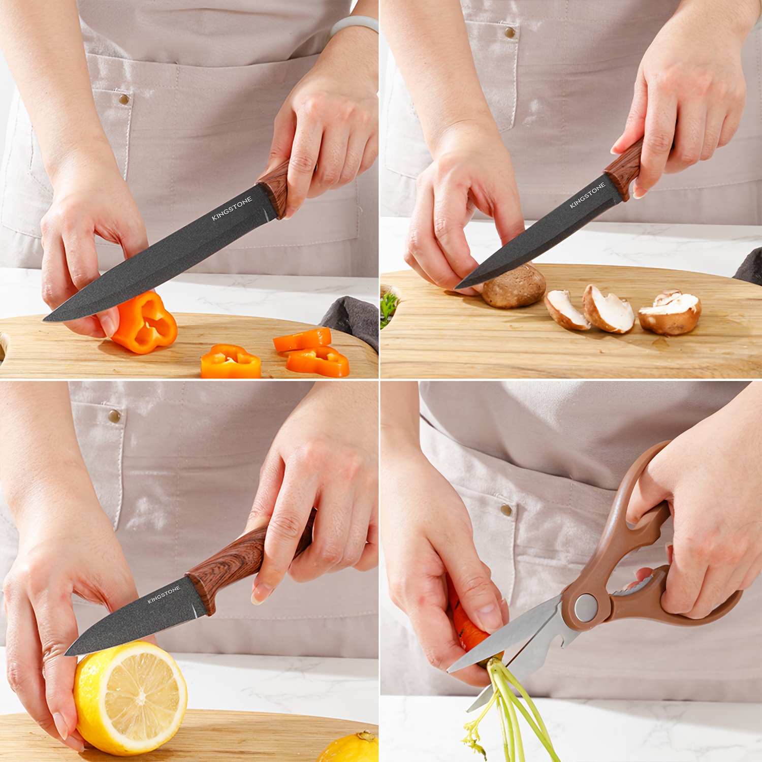 7pcs Kitchen Knife Set with Knife Rack, Chef'S Knife, Bread Knife, Replaceable Blade Knife, Multi-Purpose Knife, Fruit Knife And Kitchen Scissors. Multi-Purpose Cooking Kitchen Knife Set, Suitable for Home, Kitchen And Cooking