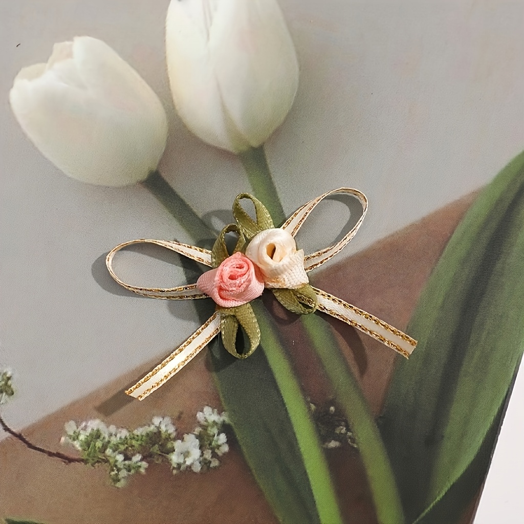 50pcs High-Quality Polyester Elegant Rose Bows