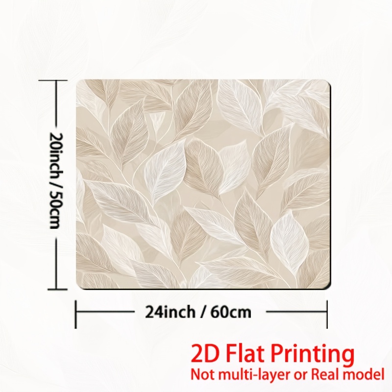 TEMU 1pc, 2d Flat Printing, Washing Machine Dust Protection Pad White Leaves On Beige, Polyester, For Ideal For Vibrant Decor, Home Decor, Washing