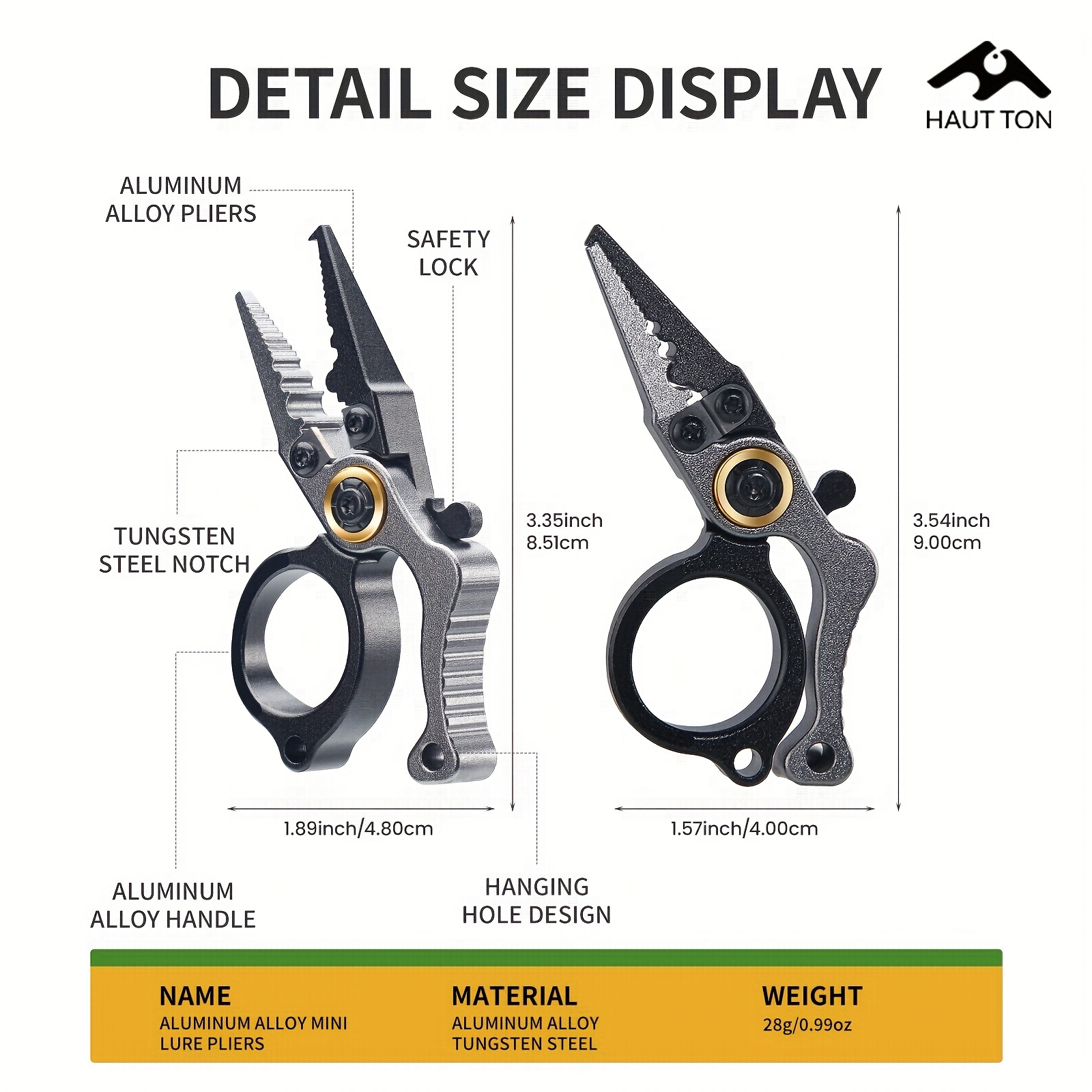 TEMU 1pc Haut Ton Multifunctional Mini Pliers & Scissors, Aluminum Alloy, Steel, Portable Fishing Tool With Lock, Line Cutter, , Lead Press, Tying,