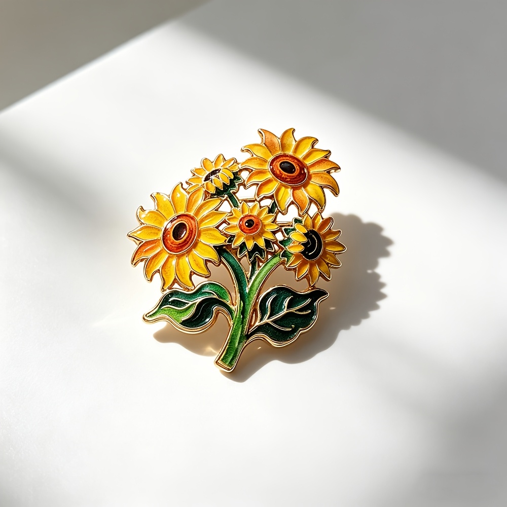 TEMU Broche en émail de Van Gogh, Épingle florale , Convient pour manteaux et chemises, un cadeau idéal pour les amateurs d'art