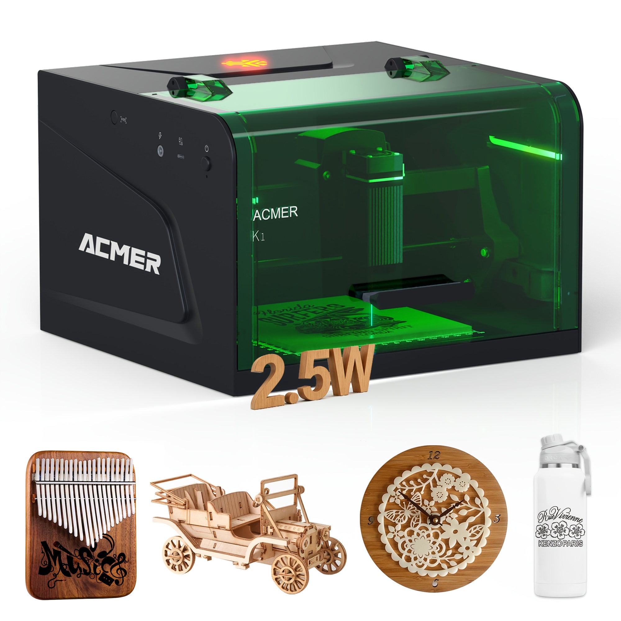 TEMU Acmer K1 Laser Engraver: A 2500mw Desktop Laser Engraving Machine With A 150×150mm Working Area And A 0.08mm Fine Engraving Spot. This Compact