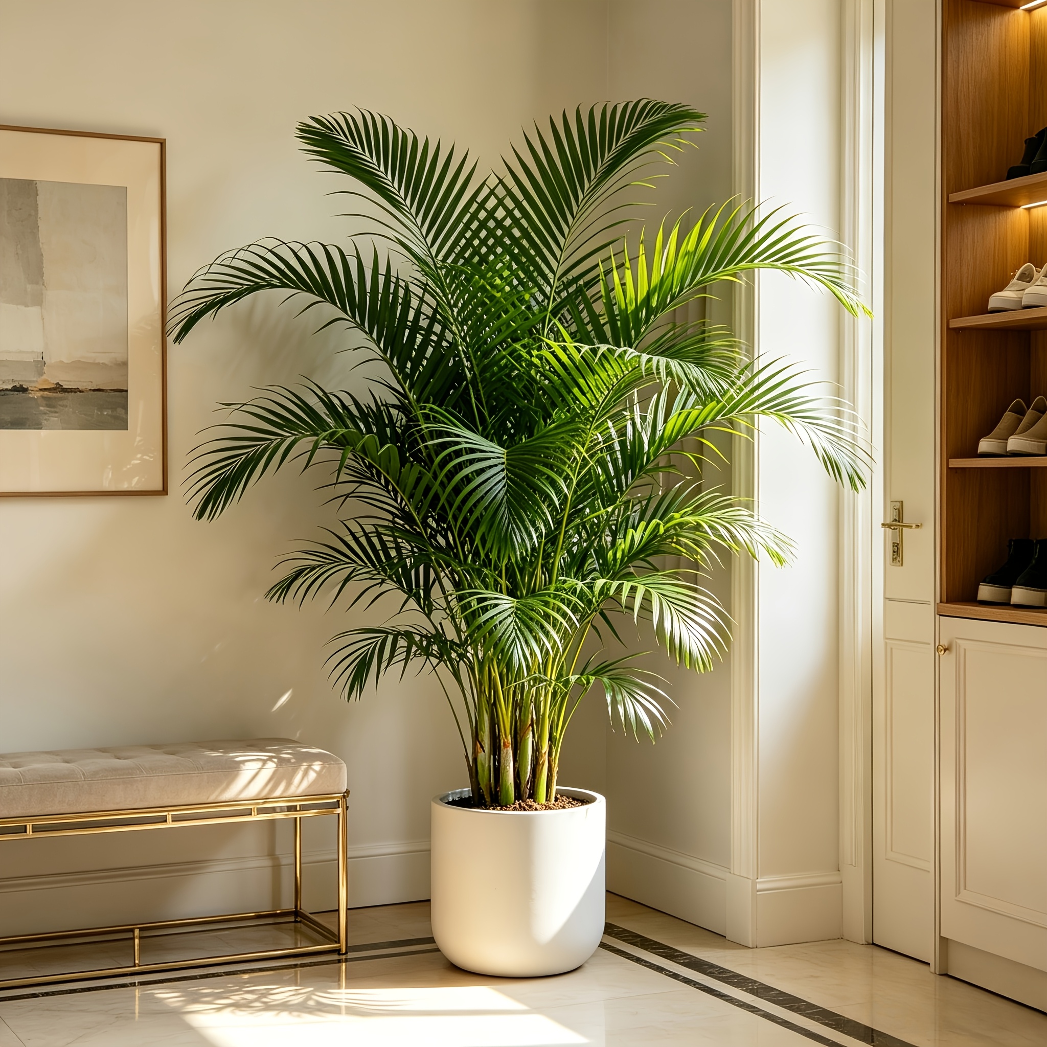 1 large uv resistant artificial palm tree with dense foliage uv resistant indoor outdoor decoration   green leaves     tree no pot included suitable for home office weddings parties   use ideal for mothers