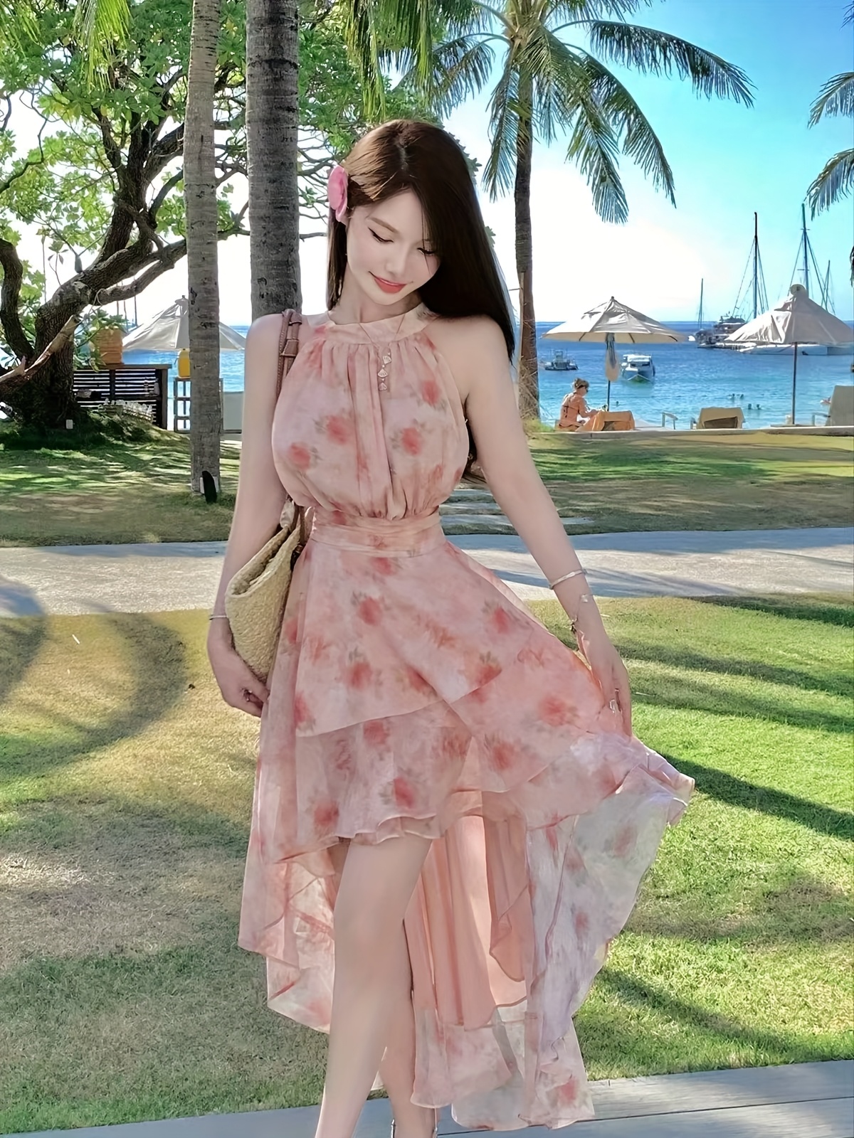 slim fit dress slacks Floral Lace Korean Style Mini Dress Women Casual Elegant Summer Beach