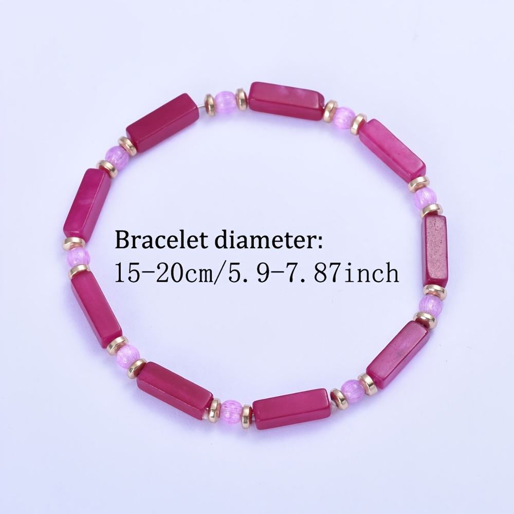 Fashionable Rectangular Rose Bead Bracelet with Light Pink Spacer Beads