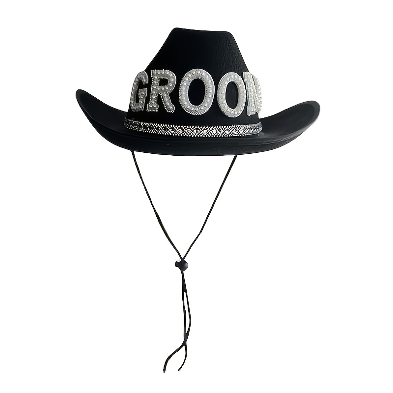 TEMU Groom Cowboy Hat Bachelor Party Supplies Men&;s Wedding Bride Shower Decoration Gift, Photobooth Prop, Black, Perfect For Halloween & Christmas